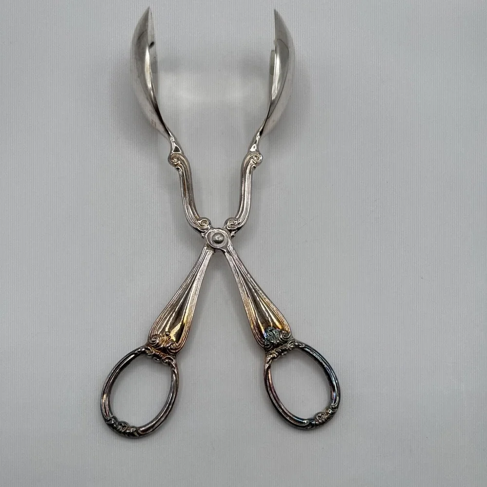 VTG Gorham Heritage Silver-Plate Salad Tongs Servers Slotted Spoon, fork, 10.5